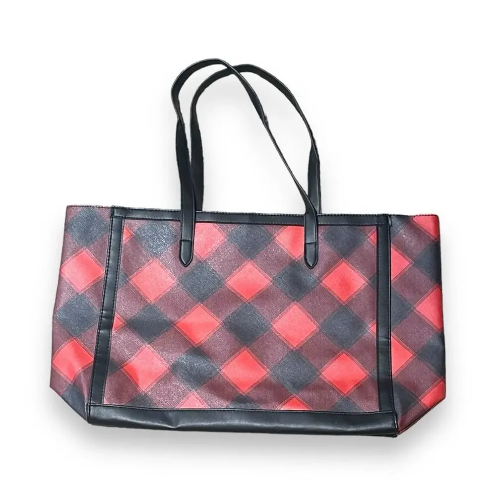 Victoria’s Secret Plaid Carryall Tote Red Black
